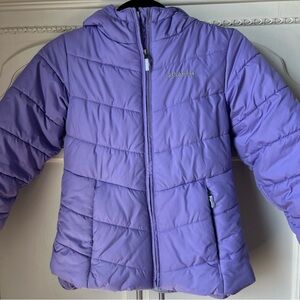 Columbia Girls Hooded Winter Puffer Jacket Purple Medium 10-12 Youth Zip Up Coat